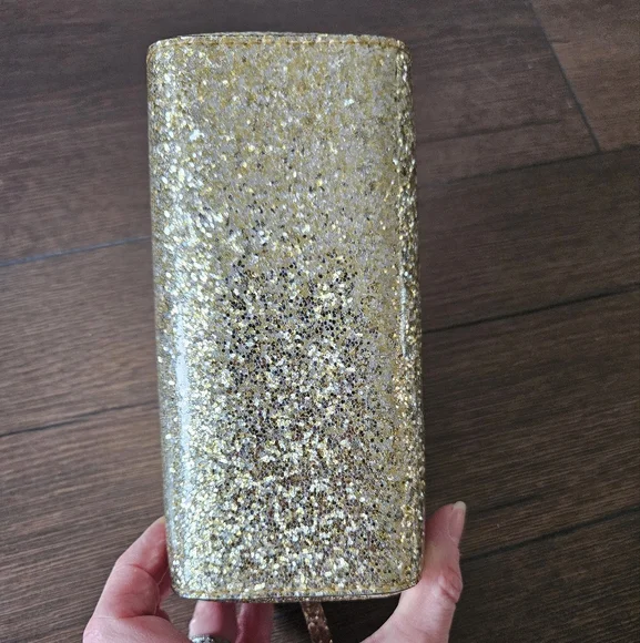 Kate Spade Story Book Gold Glitter Cosmetic Pouch - Picture 3 of 10